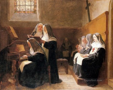 George Oil Painting - The Convent Choir academic painter Jehan Georges Vibert